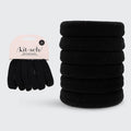 KITSCH - Recycled Nylon Thick Hair Elastics 6pc Set- Black