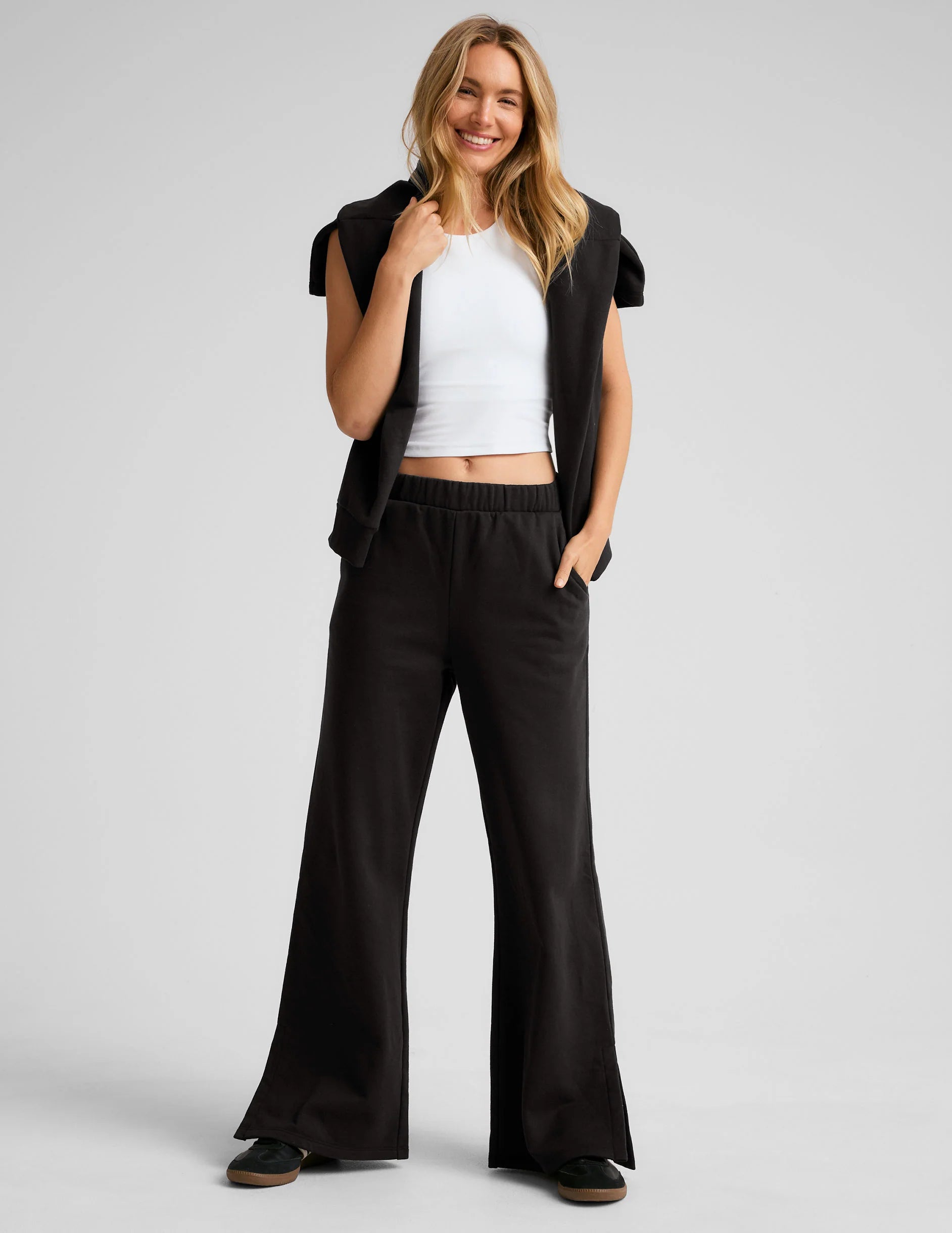 Beyond Yoga Open Ended Mid Rise Wide Leg Pant