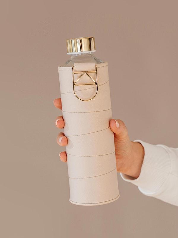 Equa Glass Water Bottle with Faux Leather Case