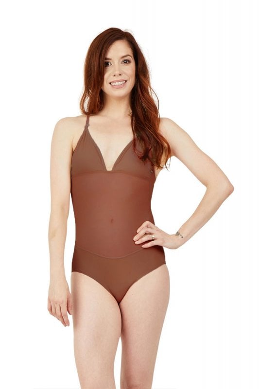 Capezio Plunge Neck Mesh Midriff Leotard