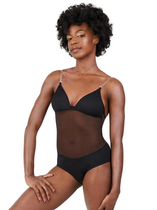 Capezio Plunge Neck Mesh Midriff Leotard